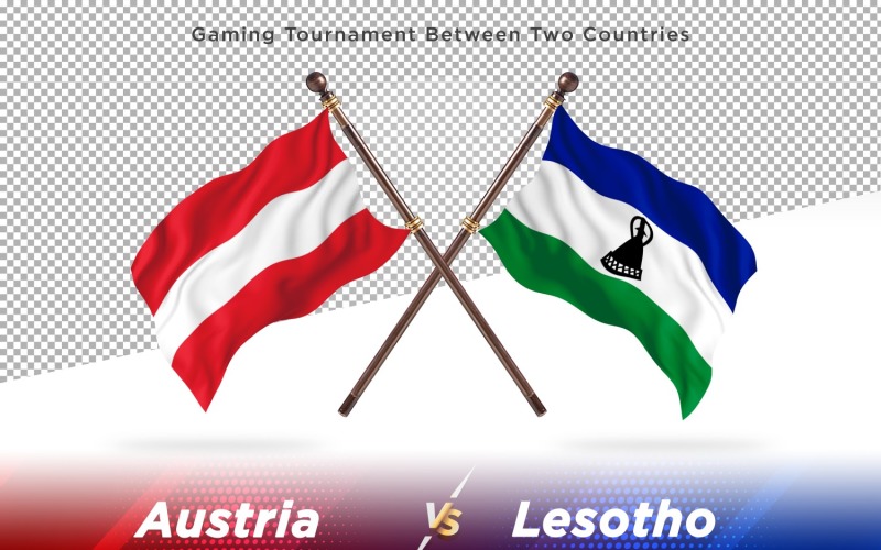 Austria versus Lesotho Two Flags Illustration