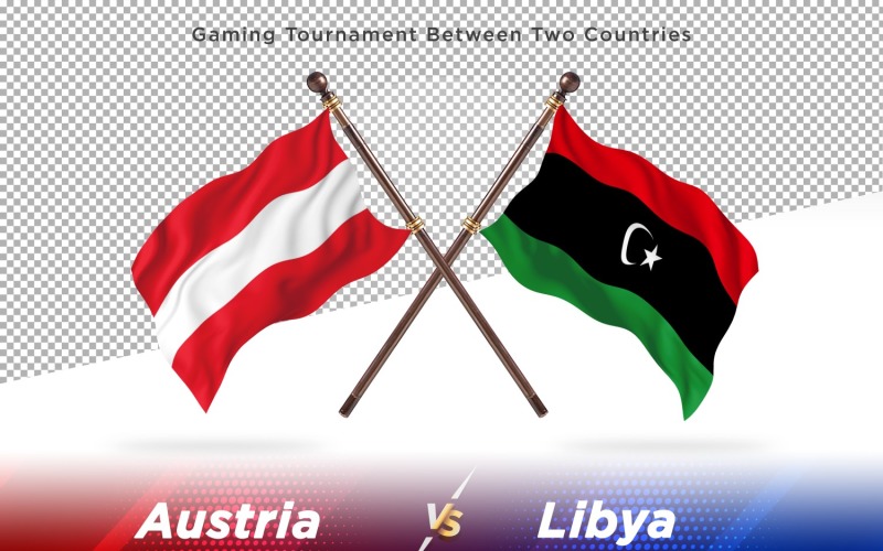 Austria versus Libya Two Flags Illustration