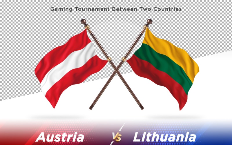 Austria versus Lithuania Two Flags Illustration