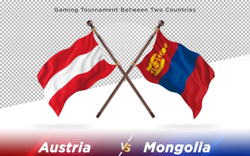 Austria versus Mongolia Two Flags Illustration