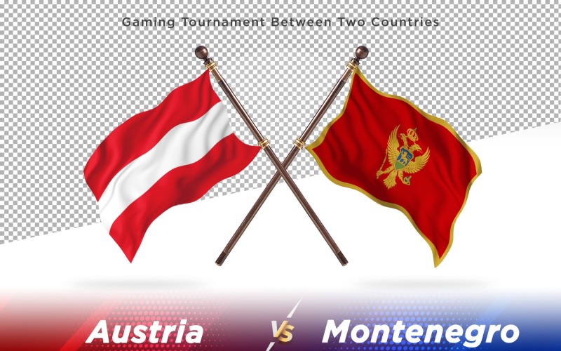 Austria versus Montenegro Two Flags Illustration