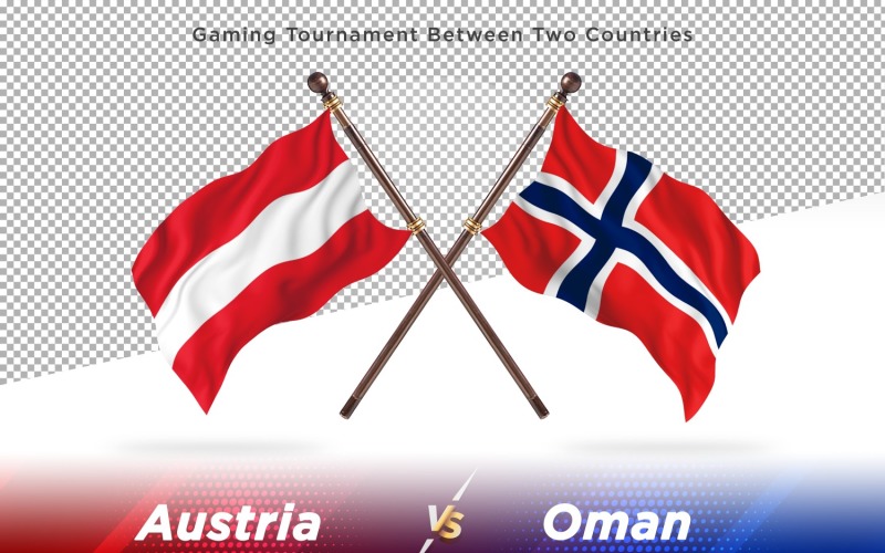 Austria versus Oman Two Flags Illustration