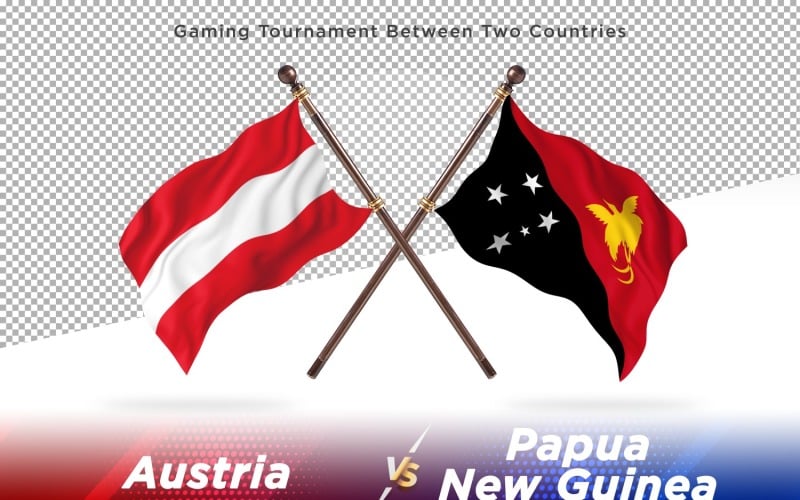 Austria versus Papua new guinea Two Flags Illustration