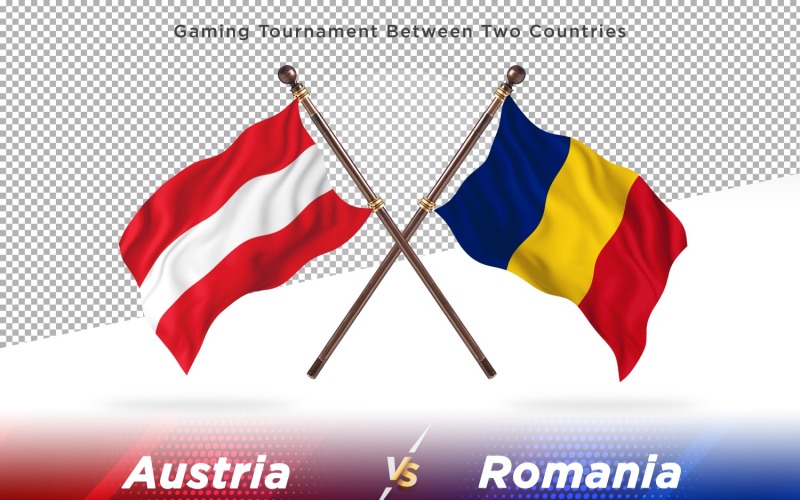 Austria versus Romania Two Flags Illustration