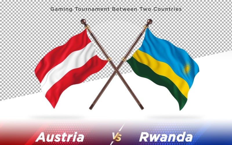 Austria versus Rwanda Two Flags Illustration