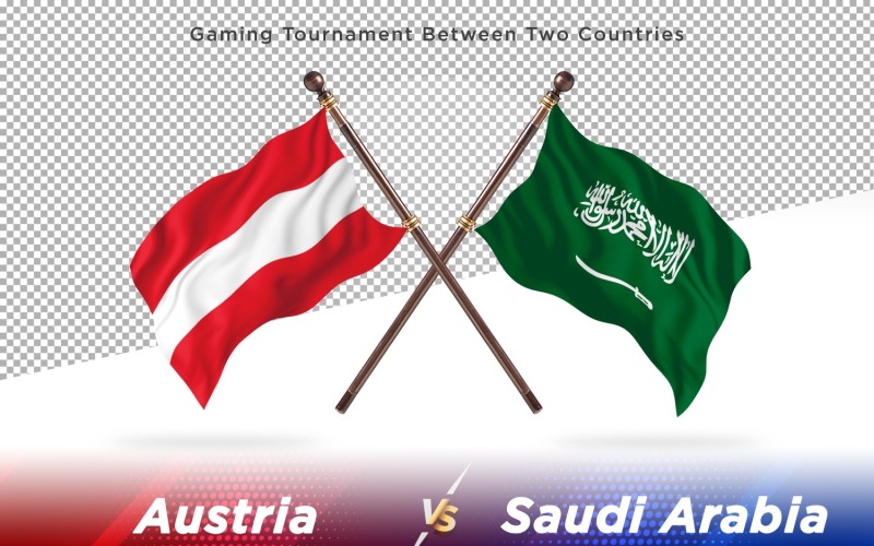 Austria versus Saudi Arabia Two Flags Illustration