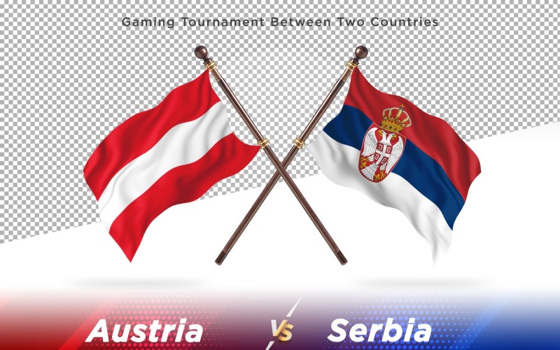 Austria versus Serbia Two Flags Illustration