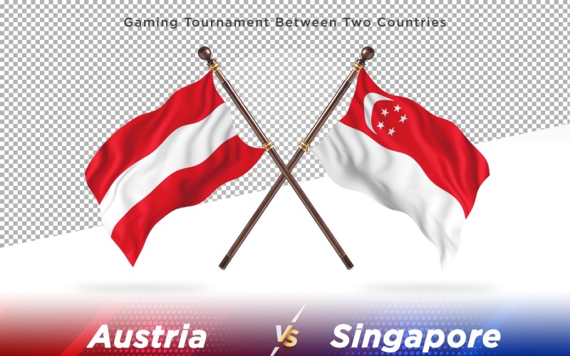 Austria versus singapore Two Flags Illustration