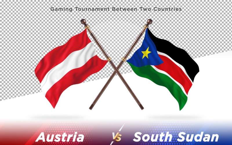 Austria versus south Sudan Two Flags Illustration
