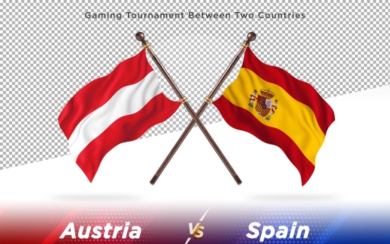 Austria versus Spain Two Flags Illustration