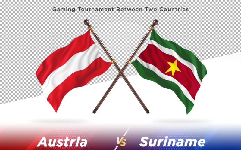 Austria versus Suriname Two Flags Illustration