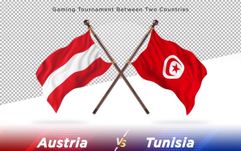 Austria versus Tunisia Two Flags Illustration
