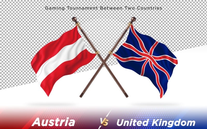 Austria versus United kingdom Two Flags Illustration