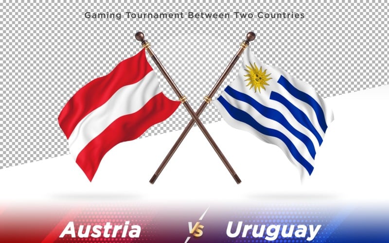 Austria versus Uruguay Two Flags Illustration