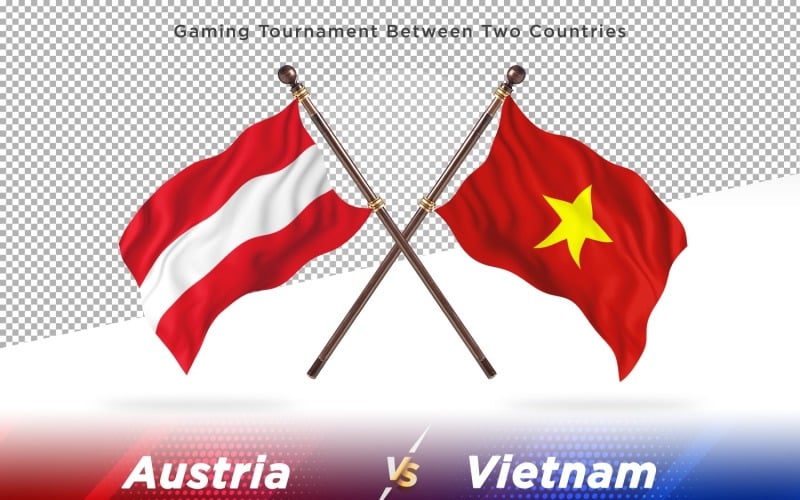 Austria versus Vietnam Two Flags Illustration