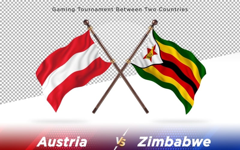 Austria versus Zimbabwe Two Flags Illustration