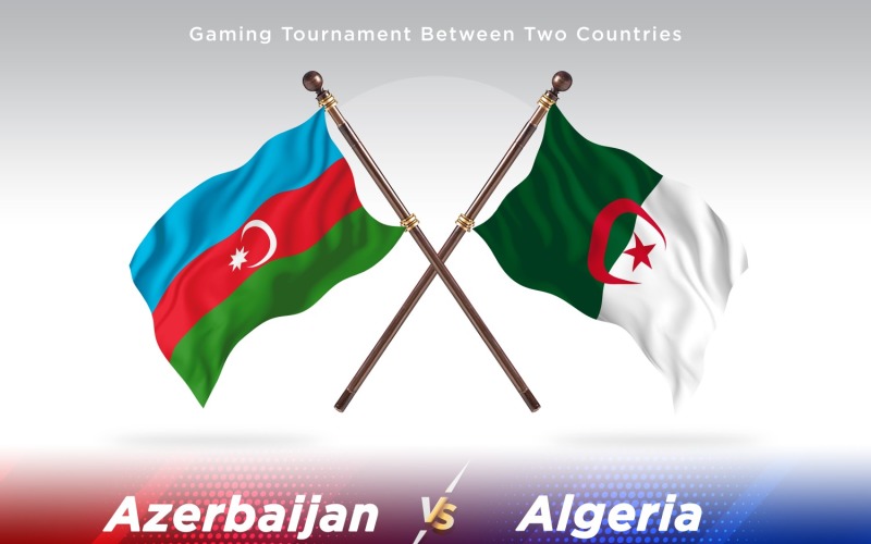 Azerbaijan versus Algeria Two Flags Illustration