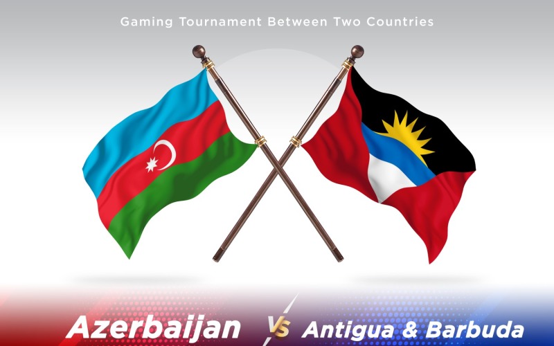 Azerbaijan versus Antigua and Barbuda Two Flags Illustration
