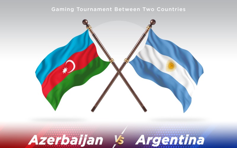 Azerbaijan versus Argentina Two Flags Illustration