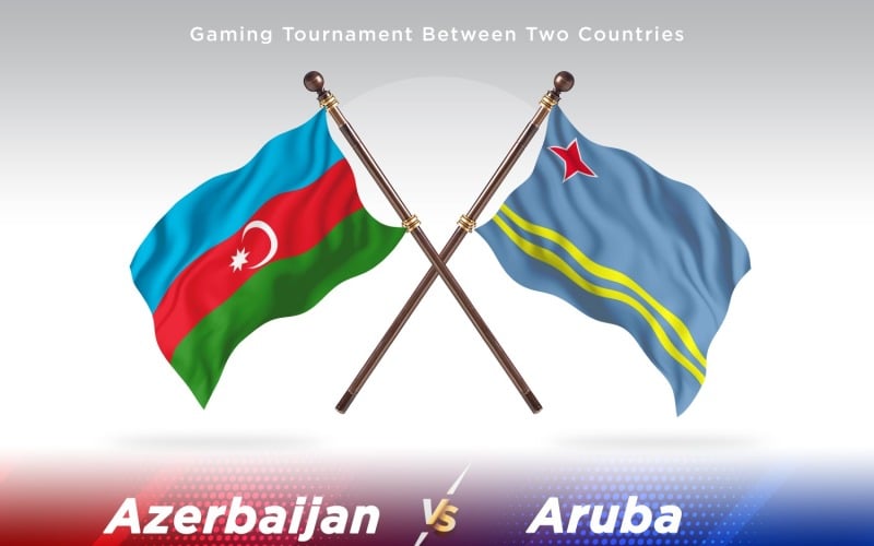 Azerbaijan versus Aruba Two Flags Illustration