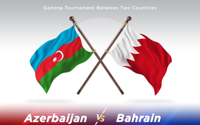 Azerbaijan versus Bahrain Two Flags Illustration