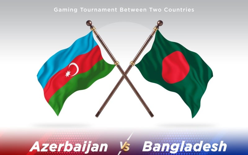 Azerbaijan versus Bangladesh Two Flags Illustration