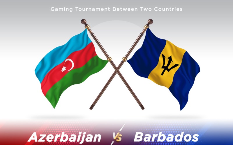 Azerbaijan versus Barbados Two Flags Illustration