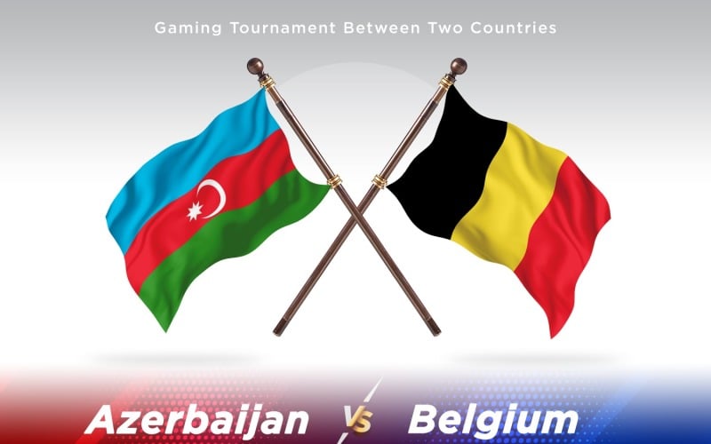 Azerbaijan versus Belgium Two Flags Illustration