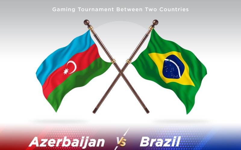 Azerbaijan versus brazil Two Flags Illustration