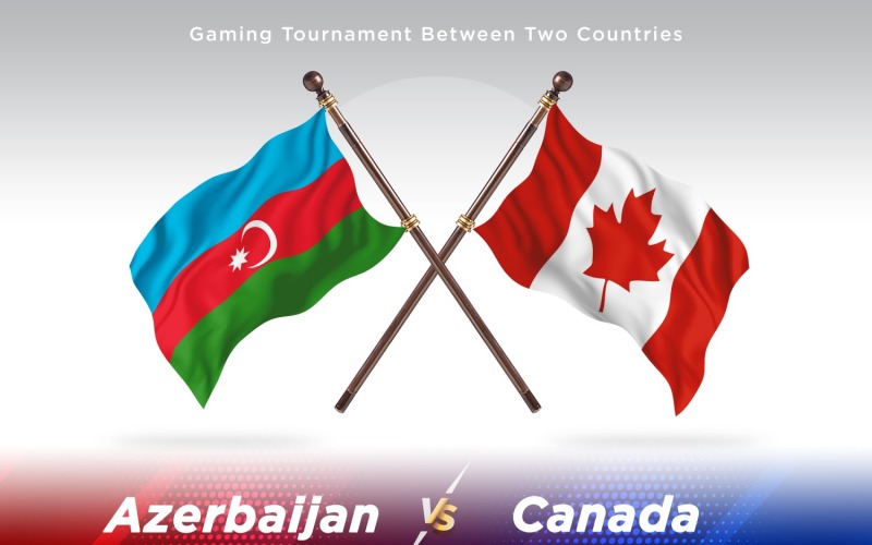 Azerbaijan versus Canada Two Flags Illustration