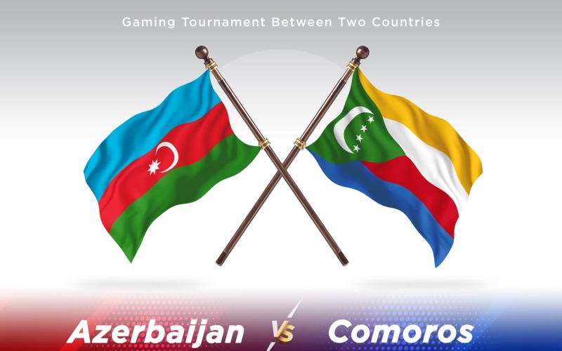 Azerbaijan versus Comoros Two Flags Illustration
