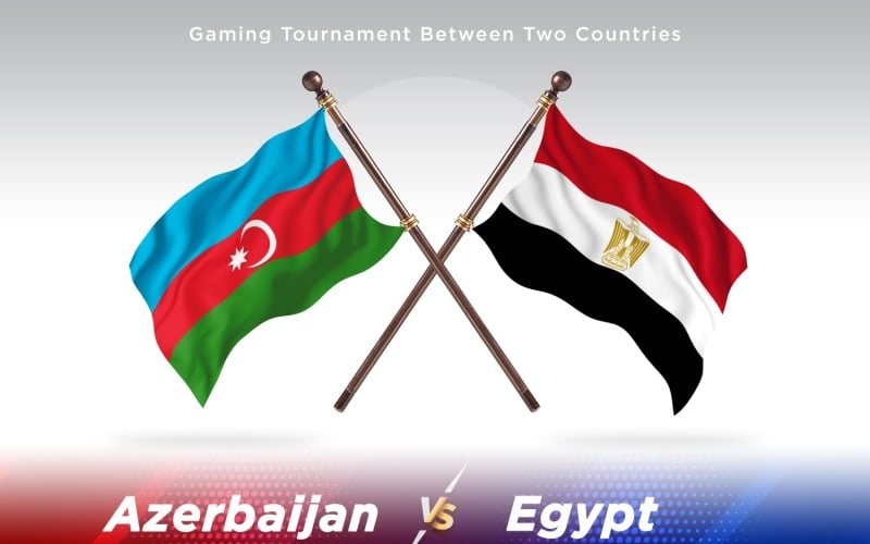 Azerbaijan versus Egypt Two Flags Illustration