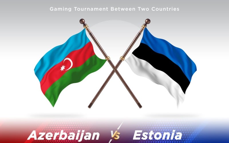 Azerbaijan versus Estonia Two Flags Illustration