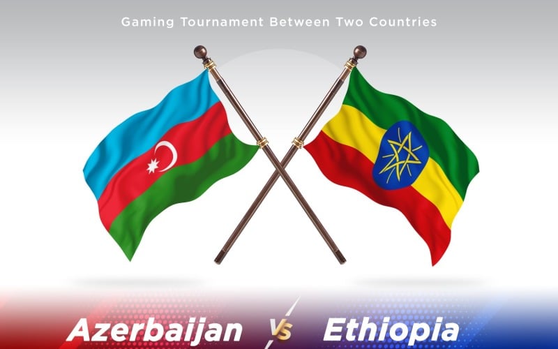 Azerbaijan versus Ethiopia Two Flags Illustration