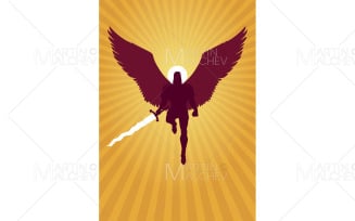 Archangel Michael Flying Silhouette Vector Illustration