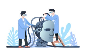 Artificial Intelligence Team Work Illustration Concept