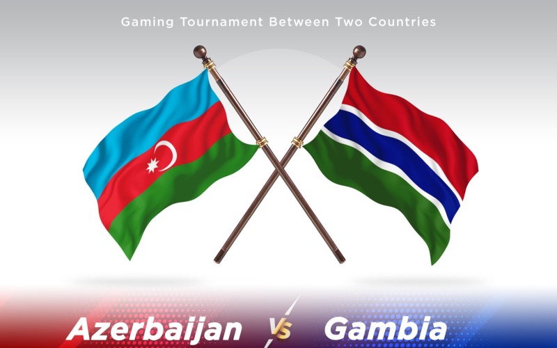 Azerbaijan versus Gambia Two Flags Illustration