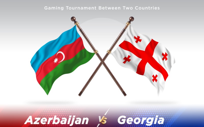 Azerbaijan versus Georgia Two Flags Illustration