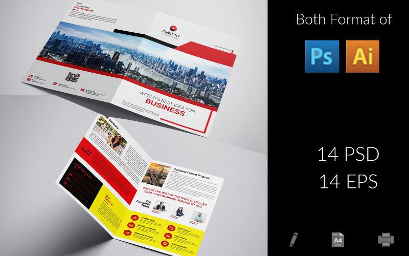 Company Profile Bi-Fold Brochure Corporate Identity