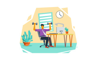 Exercise In Workplace Free Illustration Concept