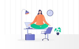 Free Yoga In Office Illustration Concept