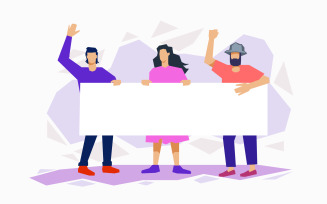 People Holding Blank Poster Illustration Concept