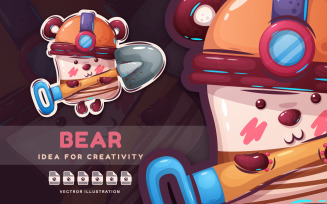 Teddy Bear - Cartoon Character, Cute Sticker, Graphics Illustration