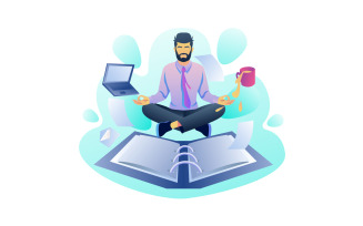 Yoga In Office Illustration Concept