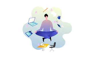 Yoga In The Office Illustration Concept