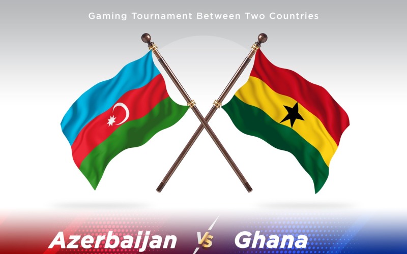 Azerbaijan versus Ghana Two Flags Illustration