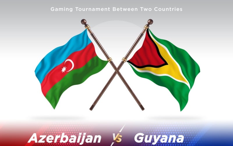 Azerbaijan versus Guyana Two Flags Illustration