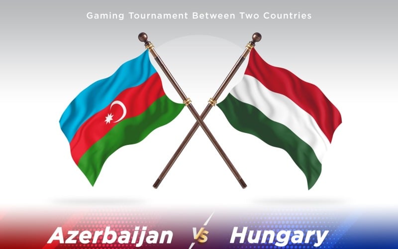 Azerbaijan versus Hungary Two Flags Illustration