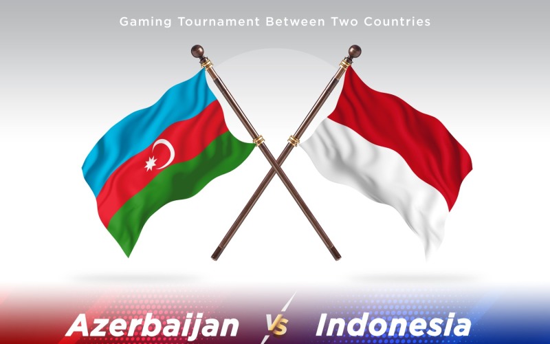 Azerbaijan versus Indonesia Two Flags Illustration
