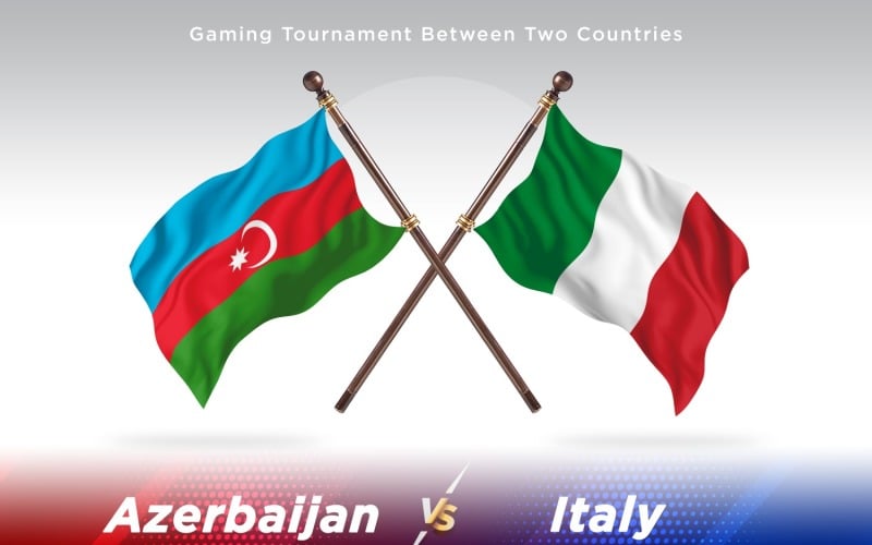 Azerbaijan versus Italy Two Flags Illustration